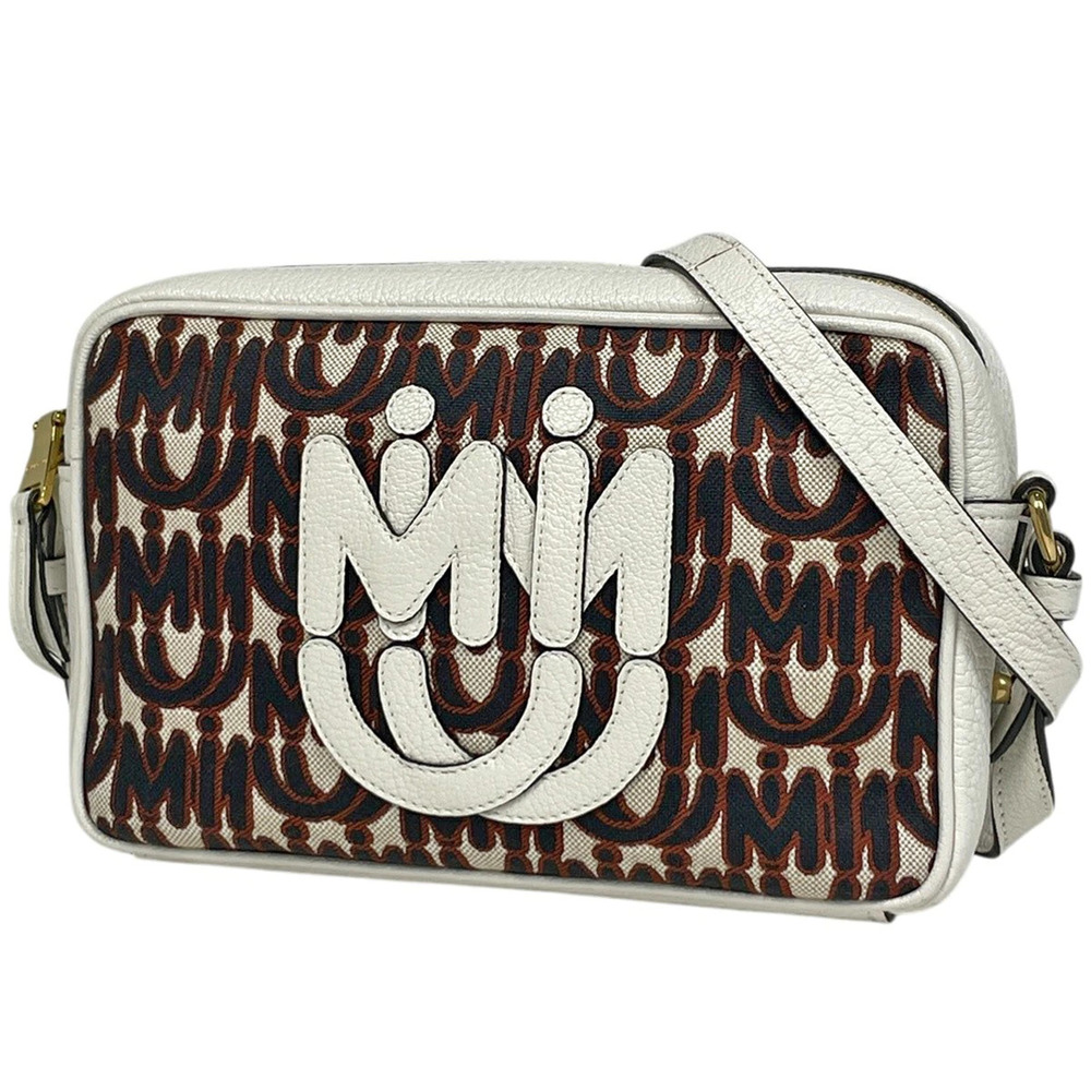 Miu Miu Shoulder Bag Paris Collaboration Canvas Black Brown White